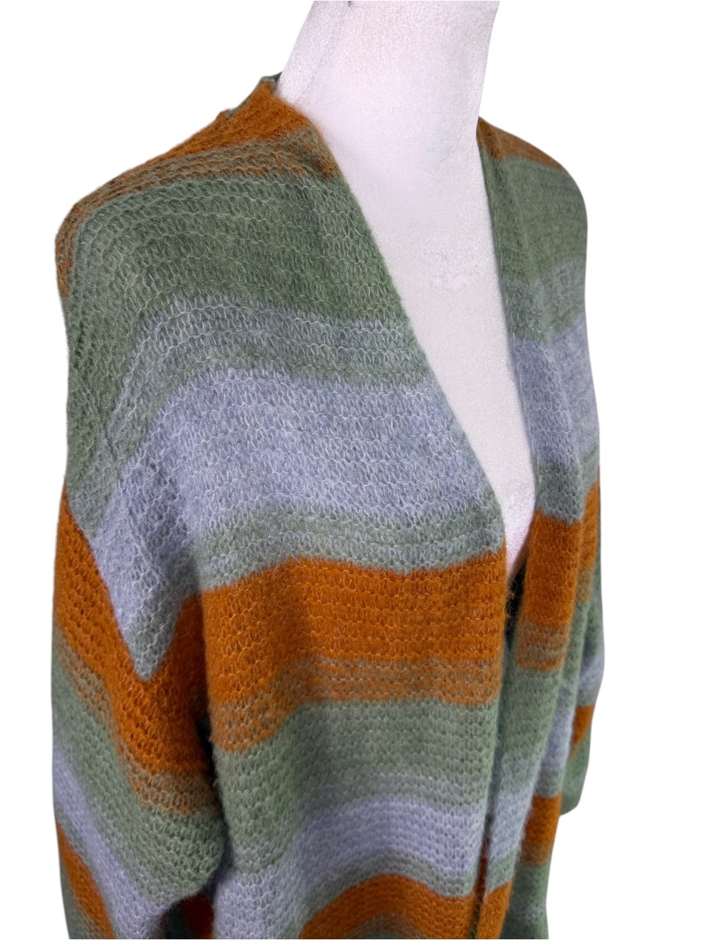 WRAP London Baby Alpaca Merino Wool Striped Cardigan US 12 Boho - Picture 3 of 12